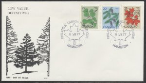 1977 #717-719 Tree Definitives FDC SCS Cachet Hamilton