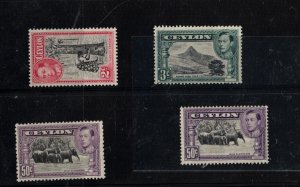 Ceylon #278a #279a #286b #286c (SG #386a #387a #394 #394a) Very Fine Mint LH