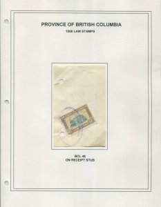 CANADA REVENUE BCL48 USED BRITISH COLUMBIA LAW STAMP DOCUMENT