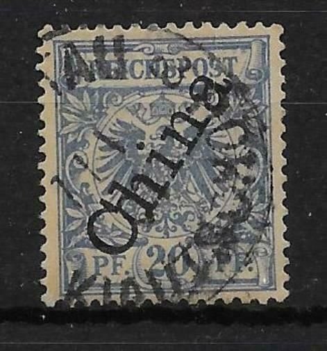 KIAUTSCHOU SGZ17 1898 20pf ULTRAMARINE 56 DEG OVPT USED