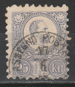 HUNGARY 1871 KING 25KR ENGRAVED USED  