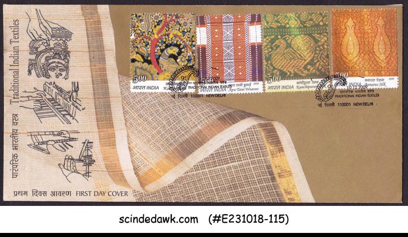 INDIA - 2009 TRADITIONAL INDIAN TEXTILES - 4V - FDC