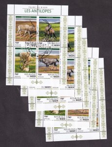 Niger 2015 Fauna Antilopes Sheets Lot CTO x 5