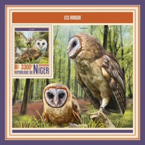 NIGER - 2017 - Owls - Perf Souv Sheet - Mint Never Hinged