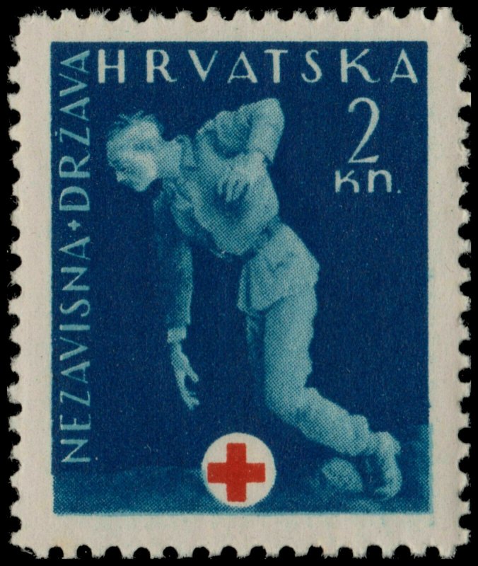 ✔️ CROATIA 1943 - POSTAL TAX RED CROSS - SC. RA2 ** MNH OG [CRZS2]