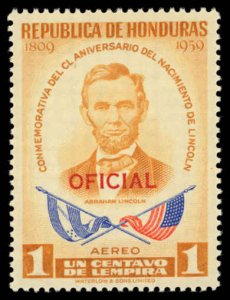 HONDURAS Sc CO98 F-VF/MNH - 1959 1c Official Stamp - Abraham Lincoln