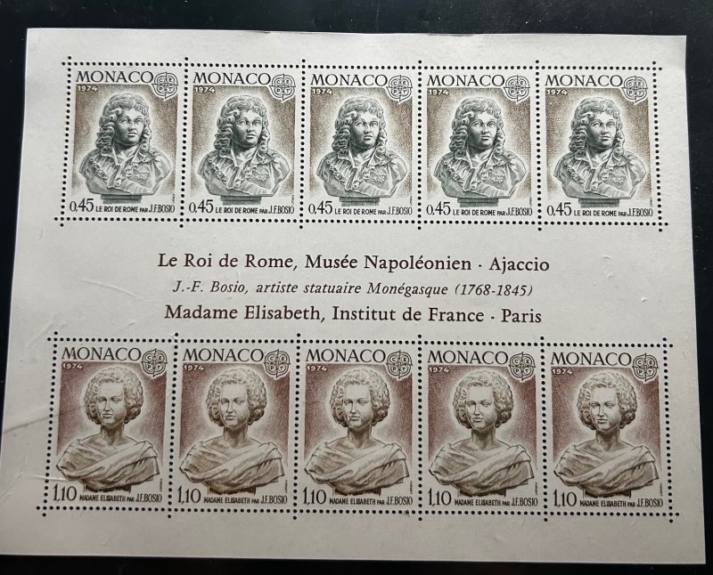 Monaco 1974 Europa – J.-F. Bosio Sculptures – MNH Souvenir Sheet