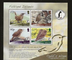 Falkland Is 2009 Cobbs Wren  miniature sheet sg.MS1148  MNH