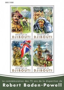 DJIBUTI - 2016 - Robert Baden-Powell - Perf 4v Sheet - Mint Never Hinged