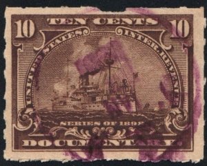 R168p 10¢ Documentary Stamp: Hyphen Hole Perf 7 (1898) Used/Fault