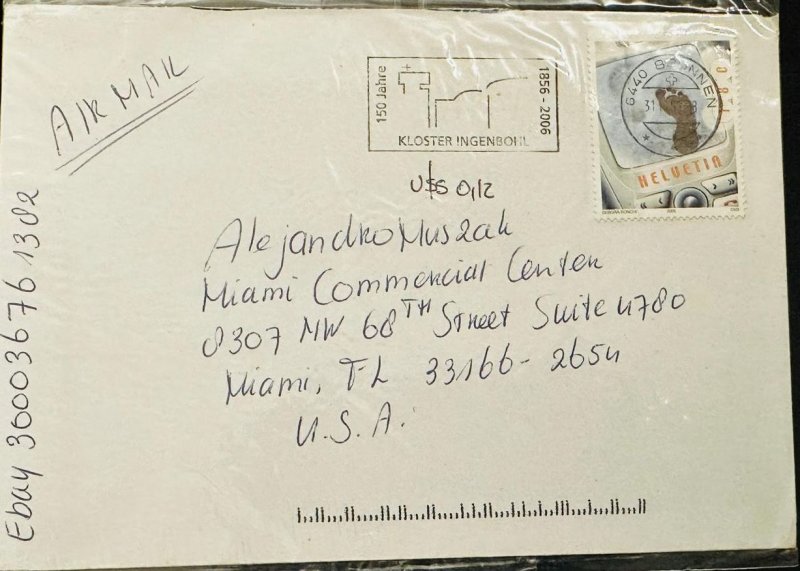 CM) 2006. SWITZERLAND. MOBILE PHONE. ENVELOPE SENT TO ARGENTINA. XF