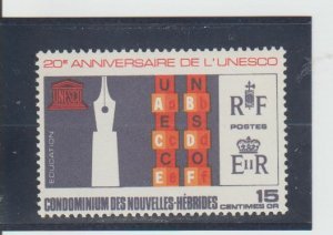 French New Hebrides  Scott#  136  MNH  (1966 UNESCO)