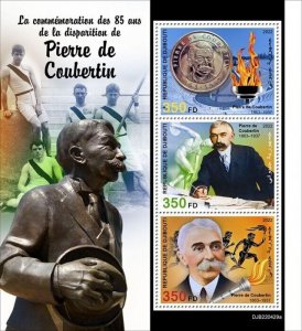 2022/08 - DJIBOUTI  - PIERRE DE COUBERTIN             3V    MNH **