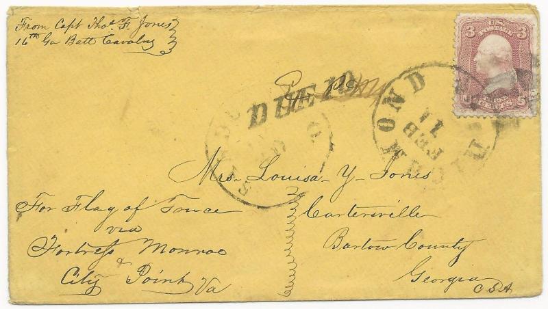 CSA POW Cover US Scott #65 Cork Cancel Sandusky, OH CDS Jan 30 1864 Richmond, VA