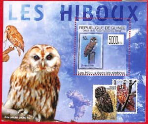 A0713  - GUINEE Guinea - ERROR  MISSPERF SHEET -    BIRDS Owls   2009