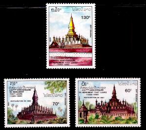 LAOS Scott 980-982 MNH** 1990 Temple set