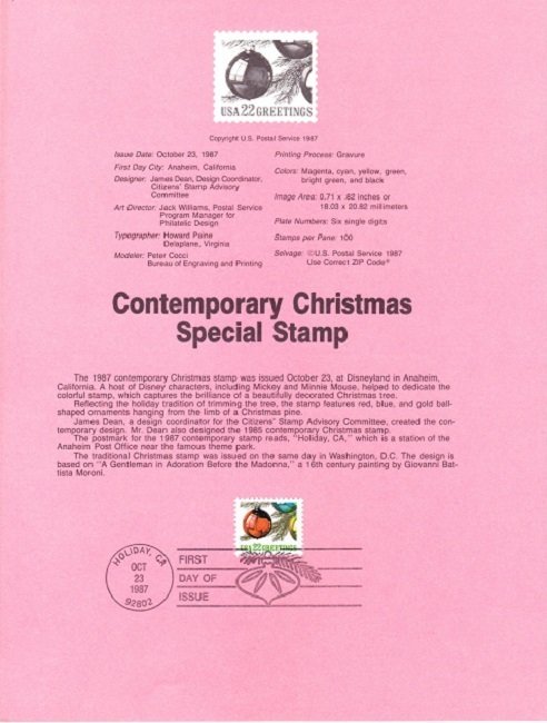 US SP821 Christmas Ornament Souvenir Page #2368