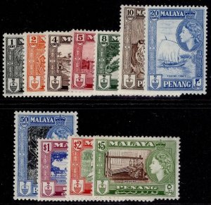 MALAYSIA - Penang QEII SG44-54, 1957 complete set, LH MINT. Cat £70.