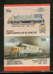 St. Vincent Gr. Bequia 1987 Louisville & Nashville Locomotive Sc 16 Imperf Pa...