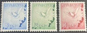 RYUKYU ISLANDS # C1-C3-MINT/NEVER HINGED--COMPLETE SET--AIR-MAIL--1950