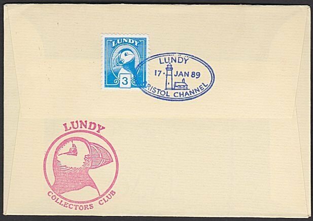 GB LUNDY 1989 cover - Puffin stamp - .......................................F853