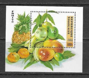 Togo 1749 MNH Fruit S/S, vf.   2022 CV $63.00