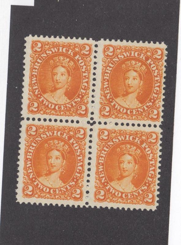 NEW BRUNSWICK # 7 VF-MNG BLOCK OF 4 CAT VALUE $100