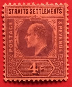 Malaya Straits Settlements 1902 KEVII 4c MH CrownCA SG#112 M4514