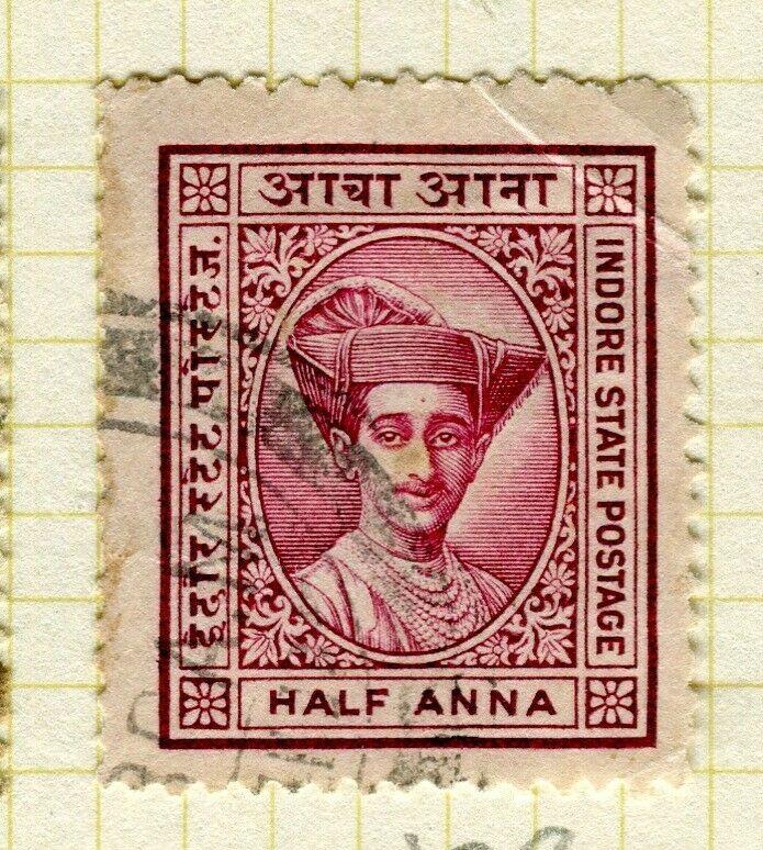 INDIA; INDORE 1927 early pictorial issue fine used 1/2a. value