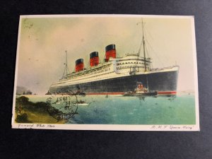 1937 Great Britain Ship Postcard Cover to Paris France Cunard RMS Queen Mary