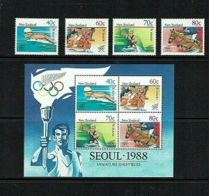 New Zealand: 1988, Children's Health, Olympic Games, Seoul, MNH set + M/S