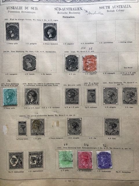 12ea Old Album Pages - Mostly Australian Colonies - See scans