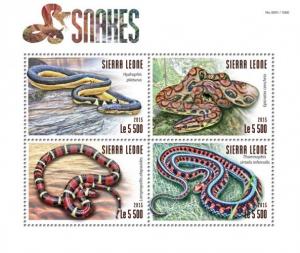 SIERRA LEONE 2015 SHEET SNAKES REPTILES srl15316a