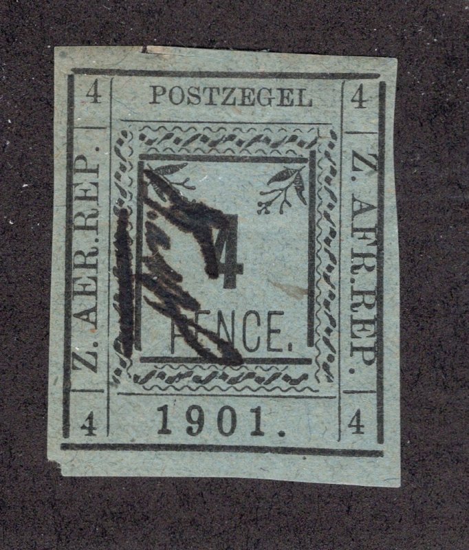 Transvaal #186 (SG#12e) - Lower 'P' in Pence - *Minor Fault* ~jm-0670