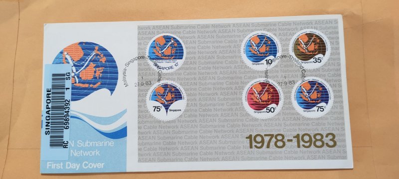 1983 SINGAPORE U/A REGISTERED FDC ON MS MALAYSIA-SINGAPORE-THAILAND CABLE