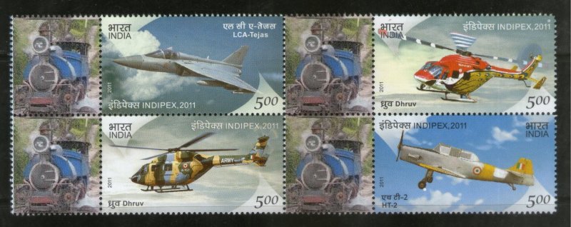 India 2011 INDIPEX Aeroplane Aviation My Stamp Setenant BLK MNH # M95