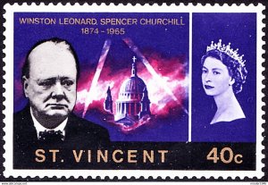 ST VINCENT 1966 QEII 40c Bluish Violet, Churchill Commemorative SG249 MH