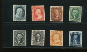 40P4-47P4 1875 1c-90c Reprints Proof on Card Set of 8 Stamps (Bz 156)