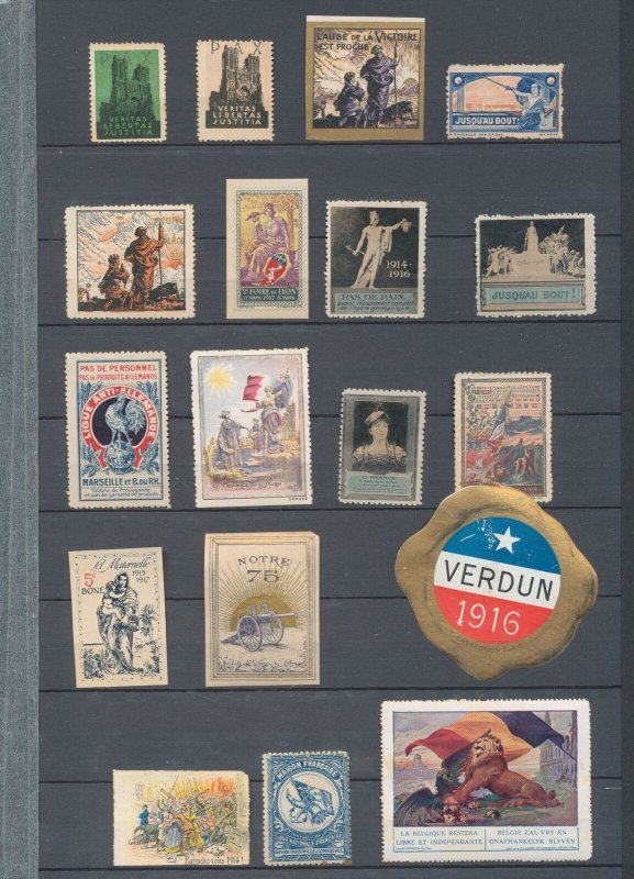 France WW1 Patriotic War Poster Labels x 18 CP3991