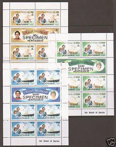 Montserrat SG RW18 MNH. 1981 Royal Wedding Souvenir Sheets, SPECIMEN overprints