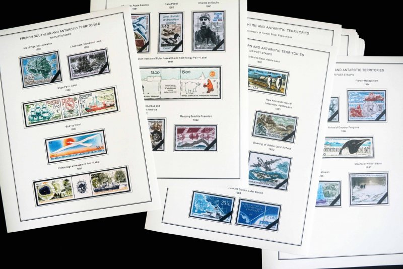 COLOR PRINTED TAAF: FRENCH ANTARCTICA 1955-2010 STAMP ALBUM PAGES (104 il.pages)