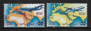 EGYPT, C121-C122, MNH, MAP OF UNITED ARAB AIRLINES