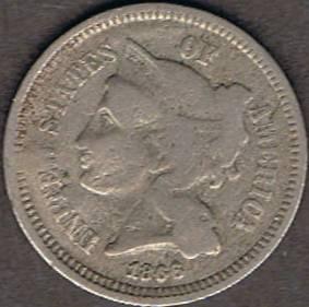 1866 Three Cent Nickel Good Condition