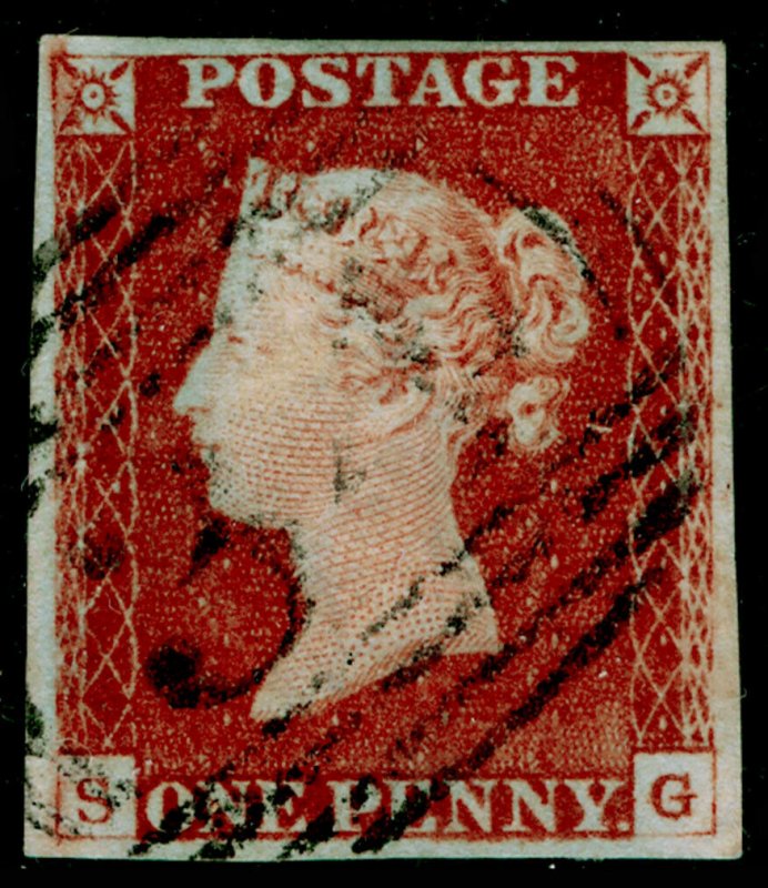 SG8, 1d red-brown PLATE 62, FINE USED. Cat £35. 4 MARGINS. SG