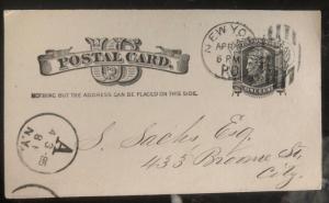 1885 New York USA Postal Stationary Postcard Cover Beth Israel Congregation