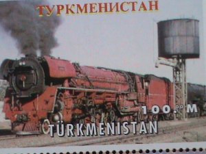 TURKMENISTAN STAMP-COLORFUL WORLD FAMOUS TRAINS-MNH SHEET-VF BEST QUALITY,