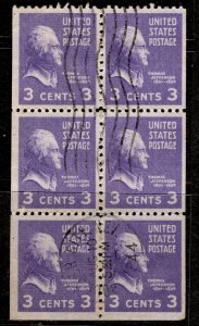 US Stamps #807 USED PRESIDENTS BOOKLET PANE OF 6