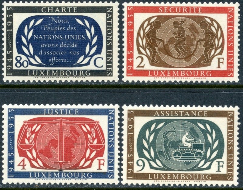 LUXEMBOURG Sc#306-309 1955 United Nations Complete Set OG Mint NH