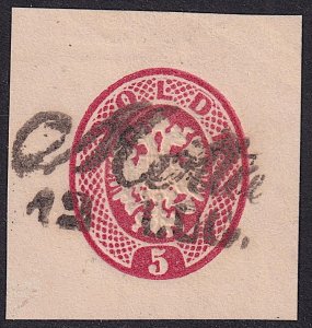 Lombardy-Venetia - 1864 - 5 soldi envelope cut square - Motta script pmk