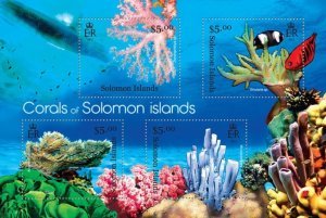 SOLOMON IS.- 2013 - Corals of the Solomons - Perf 4v Sheet - Mint Never Hinged